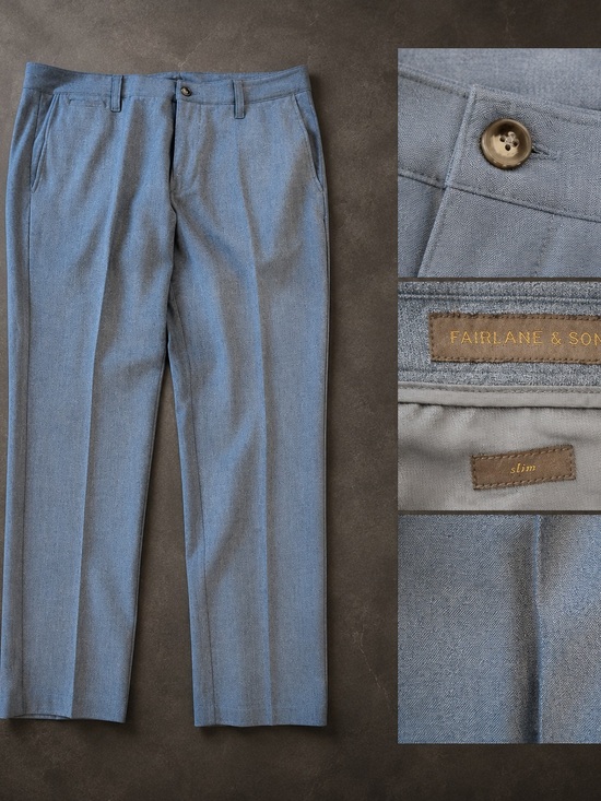 Fairlane & Son Other - Fairlane & Sons Slim-Fit Stretch Trousers Blue Gray Men’s 36x30